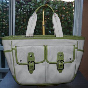 Rare Coach TWL Garden Tote Canvas Bag with Leather Trim